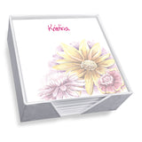 WATERCOLOR SUNFLOWER MEMO SQUARE - WHITE WITH HOLDER