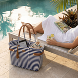 Navy Blue & White Medium Open Basket