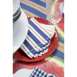 Navy & Red Awning Stripe Paper Beverage Napkins