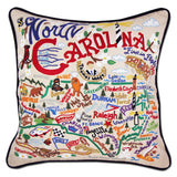 NORTH CAROLINA HAND EMBROIDERED PILLOW