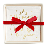 The Most Wonderful Time Ceramic Napkin Tray + Paper Beverage Napkins