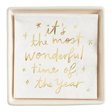 The Most Wonderful Time Ceramic Napkin Tray + Paper Beverage Napkins