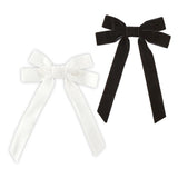 VELVET BOW CLIP SET BLACK & WHITE
