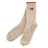 RED BOW/TRIM COZY SOCKS