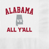 Alabama vs All Y'All Paper Cocktail Beverage Napkins