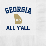 Georgia Tech vs All Y'All Paper Cocktail Beverage Napkins