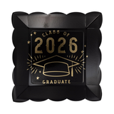 Class 2026 Black Square Paper Plates