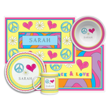 Personalized Peace Love Eat Kids Dinnerware Set