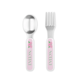 Personalized Pink Blooms Kids Fork & Spoon