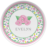 Personalized Pink Blooms Kids Plate