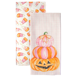 Pink Candy Corn Tea Towels (Set of 2)