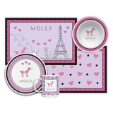 Personalized Poodle in Paris Kids Dinnerware Set