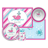 Personalized Preppy Whale Kids Dinnerware Set