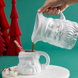 GLOSSY WHITE CERAMIC PITCHER - SANTA