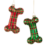 PLAID DOG BONE ORNAMENT