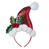 SANTA HAT HEADBAND WITH HOLLY