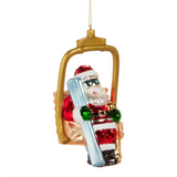 SANTA ON SKI LIFT ORNAMENT