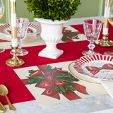 RED FLOCKED TABLE RUNNER