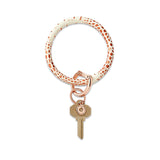 LEATHER BIG O® KEY RING - ROSE GOLD CROC-EMBOSSED