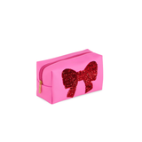 CARA SEQUINS BOW ZIP POUCH PINK