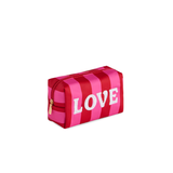 CARA STRIPED "LOVE" ZIP POUCH RED