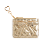 QUILTED BOW CARD CASE GOLD