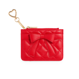 QUILTED BOW CARD CASE RED