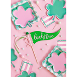 Pink/Green Stripes and Ric Rac Paper Beverage Napkins
