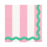 Pink/Green Stripes and Ric Rac Paper Beverage Napkins