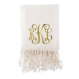 PERSONALIZED WHITE PASHMINA SCARF - SCRIPT MONOGRAM