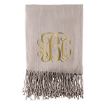 PERSONALIZED SILVER- GREY PASHMINA SCARF - SCRIPT MONOGRAM