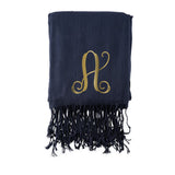 PERSONALIZED NAVY PASHMINA SCARF - SCRIPT INITIAL