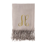 PERSONALIZED SILVER-GREY PASHMINA SCARF - SCRIPT INITIAL
