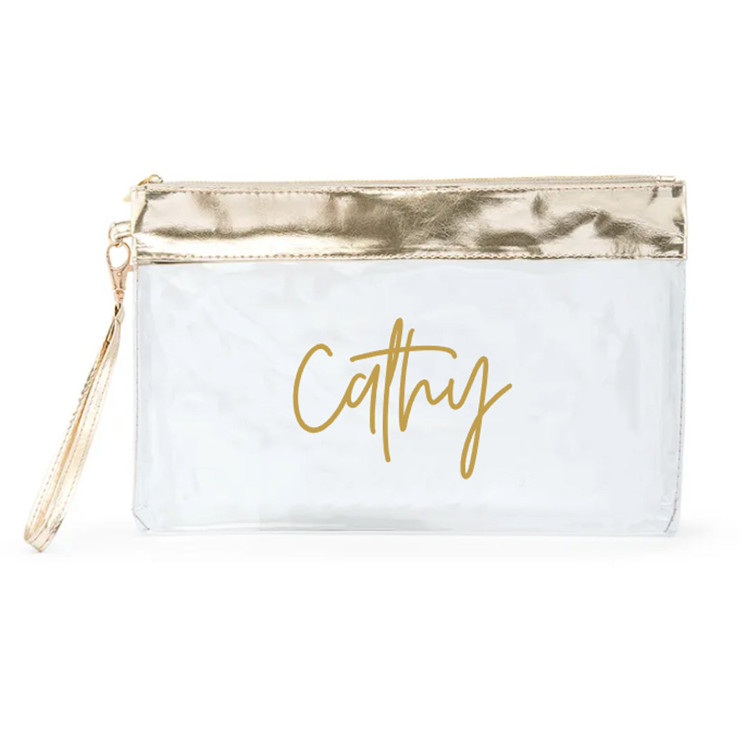 PERSONALIZED LARGE CLEAR MAKE UP BAG - SCRIPT FONT
