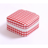 Bright Red Gingham Travel Jewelry Box