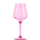 Bright Pastel Pink Acrylic Stemmed Wine Glass
