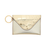 KEYCHAIN WALLET – GOLD LEATHER ENVELOPE CARD CASE