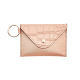 KEYCHAIN WALLET – ROSE GOLD LEATHER ENVELOPE CARD CASE