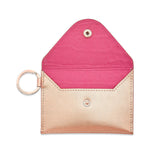 KEYCHAIN WALLET – ROSE GOLD LEATHER ENVELOPE CARD CASE