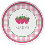 Personalized Strawberry Patch Kids Plate