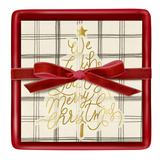 Merry Christmas Ceramic Napkin Tray + Napkins