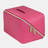 Large Herringbone Raspberry Beauty Bag