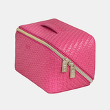 Medium Herringbone Raspberry Beauty Bag