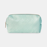 Small Woven Teal Beauty Bag
