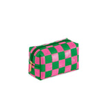 GREEN CARA CHECK PATTERN ZIP POUCH