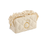 Beige Ruffle Bling Small Zip Pouch
