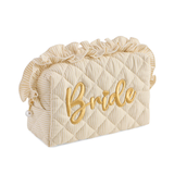 Beige Ruffle Bride Large Zip Pouch