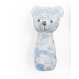 Blue Toile Pattern Teddy Bear Rattle