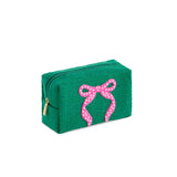 GREEN MARA BOW SMALL ZIP POUCH
