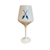 Canoe Oars Acrylic White Wine Glass